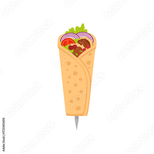 Wrapped Donor Kebab icon logo flat vector design