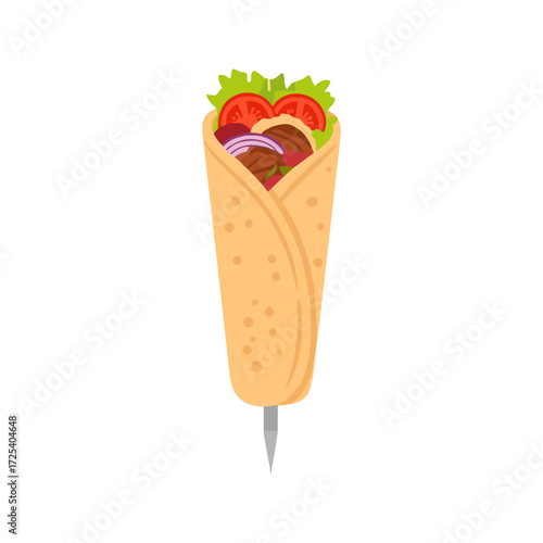 Wrapped Donor Kebab icon logo flat vector design
