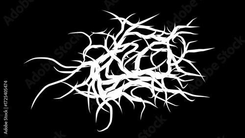 Abstract root vector with sharp thorn lines, Perfect for tattoo design, album cover, streetwear, and gothic artwork