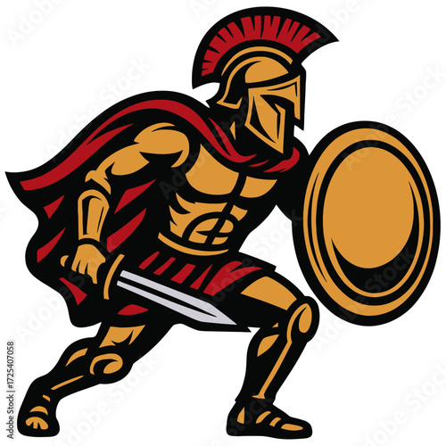Spartan Warrior with Shield and Sword