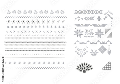 Lace / Embroidery Details Templates Fashion Technical Drawing Illustrations 