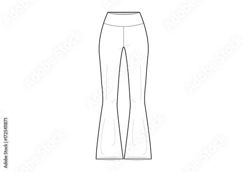 Woman Flare Pant Tight Fashion Sketch Template Front  Technical Draw  Fashion Illustration