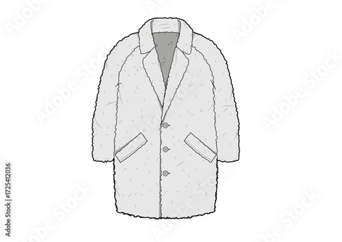 Men Plush Coat Outerwear With Two Fleto Pockets and Three Buttons Fashion Sketch Template Front Technical Draw  Fashion Illustration
