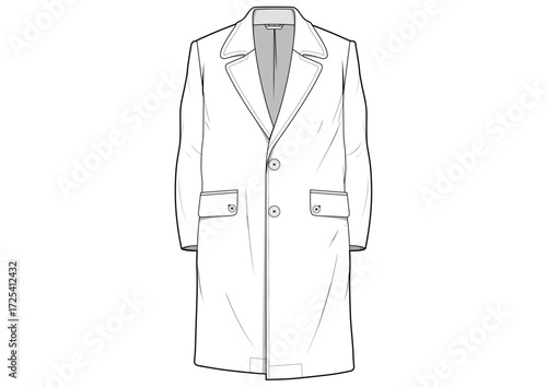 Men Coat Outerwear With Pockets and Two Buttons Fashion Sketch Template Front Technical Draw  Fashion Illustration