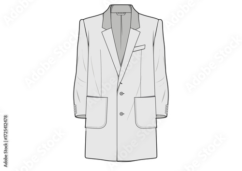 Men Coat Outerwear With Pockets and Two Buttons Fashion Sketch Template Front Technical Draw  Fashion Illustration