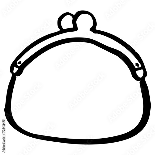 閉じているがま口財布　線画