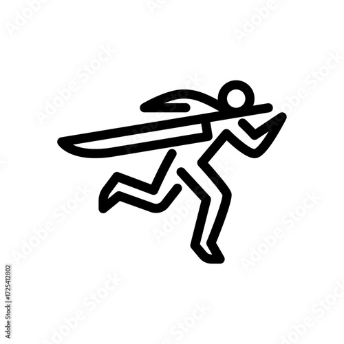 warrior running outline icon. figure warrior line art illustration.