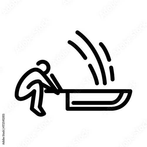 warrior attacking with long blade outline icon. figure warrior line art illustration.