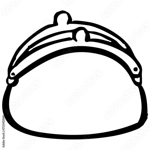 開いているがま口財布　線画