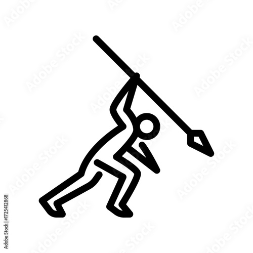 warrior attacking with spear outline icon. figure warrior line art illustration.