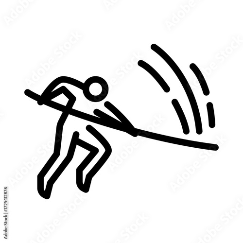 warrior hit with a long stick outline icon. figure warrior line art illustration.