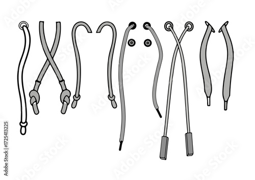 6 Stoper & Cord & Eyelet Set Templates Fashion Technical Drawing Illustrations