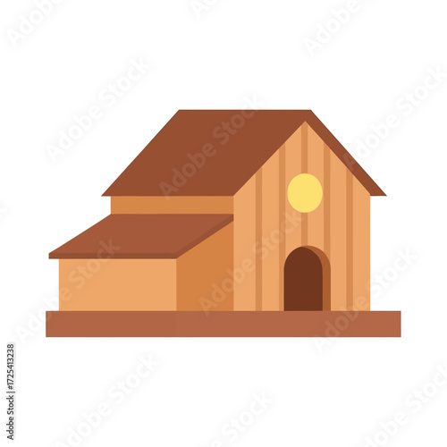 Rustic Farmhouse Illustration Simple Wooden Barn Design