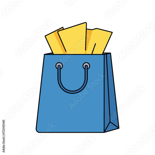 Shopping Bag with Gift Cards Online Retail and E-commerce Illustration