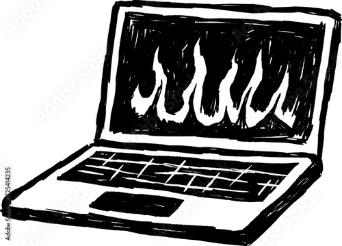 Laptop on fire