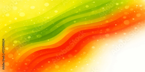Vibrant rainbow waves create a colorful abstract backdrop with a bright, dynamic curve design