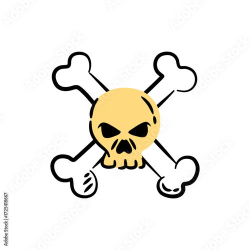 Stylized golden skull with crossed bones evokes a spooky and playful Halloween theme.