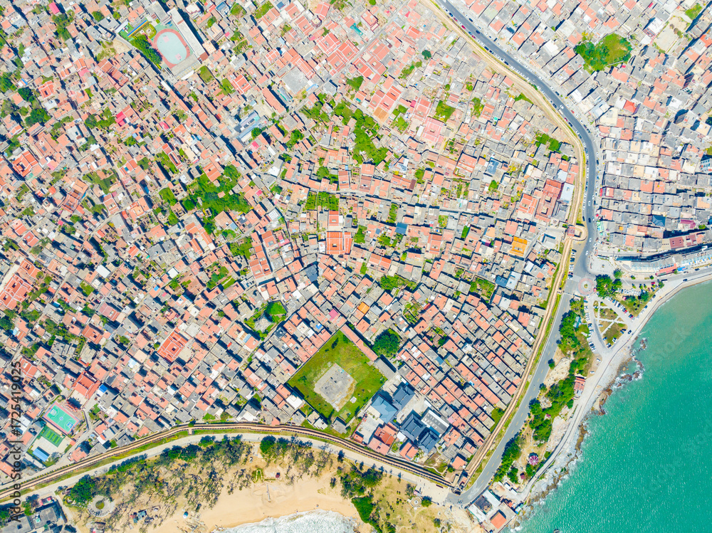 Obraz premium Aerial view of Chongwu Ancient City in Hui'an County, Quanzhou, Fujian