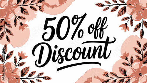Announce your seasonal sale with style using this floral 50% off discount template, ideal for promotions and marketing during spring and summer events