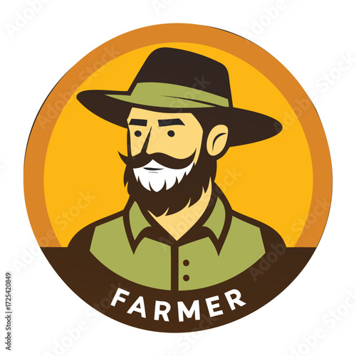 Round Farmer Logo Agriculture Farm Produce Graphic Design