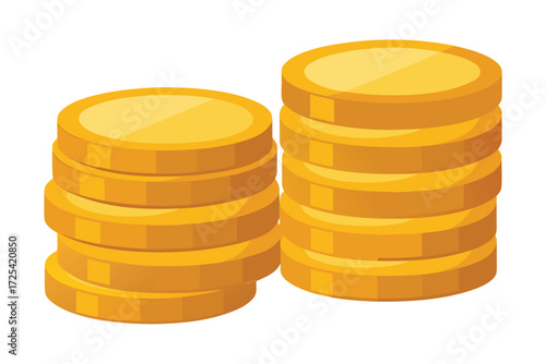 Stacks of shiny gold coins symbolize wealth, savings and financial growth