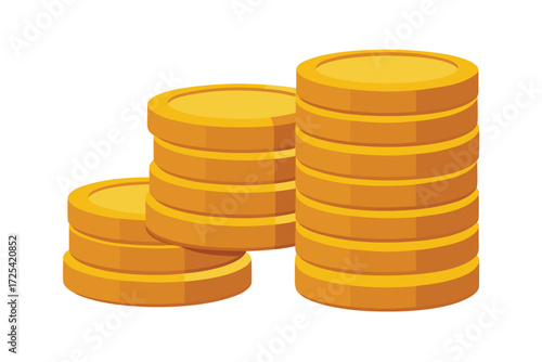 Stacks of shiny gold coins symbolize wealth, savings and financial growth