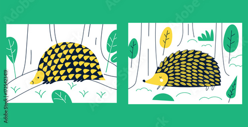 Charming hedgehog whose spines resemble layered petals of blooming flowers vector art design
