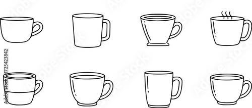 Stroke vector cup line icons.