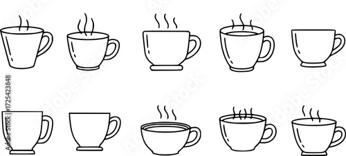 Stroke vector cup line icons.
