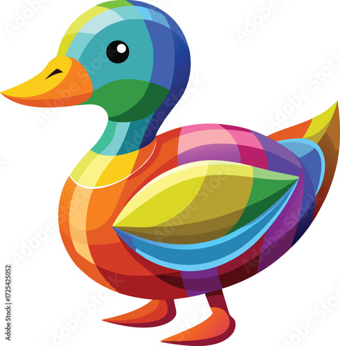 Colorful geometric duck illustration with icon isolated on white transparent background vector eps png jpg business people clipping path cutout 2025 2026 4k full hd poster banner label download