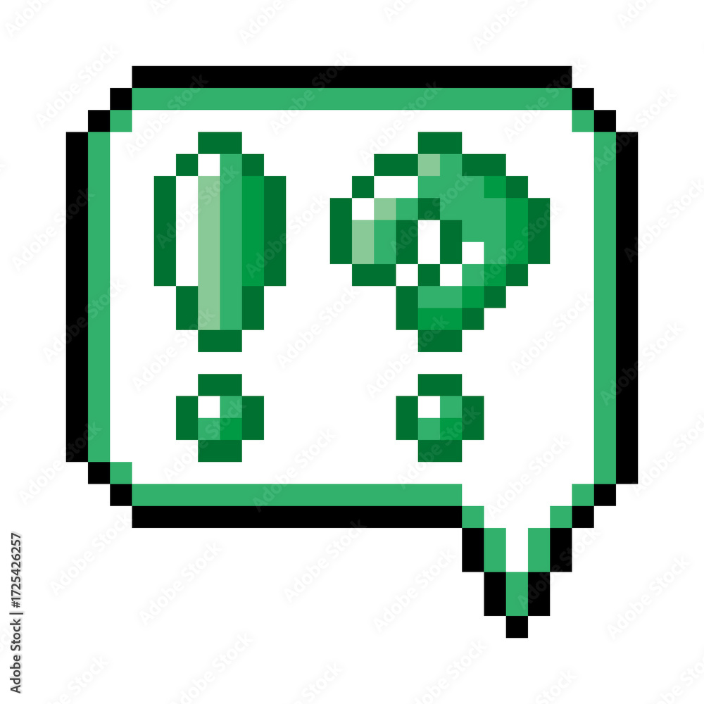 Obraz premium Pixel art speech bubble icon interrobang mark (5).png