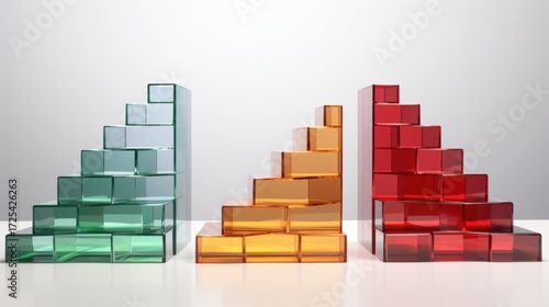 Colorful glass blocks form ascending stairs