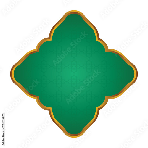 Luxury Green Islamic Frame for Names with Golden Border