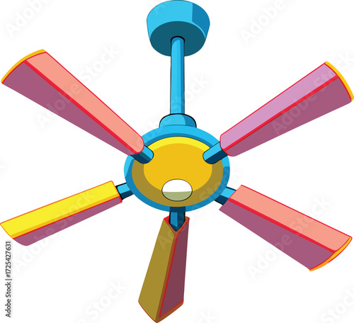 Brightly colored ceiling fan with six blades icon isolated on white transparent background vector eps png jpg business people clipping path cutout 2025 2026 4k full hd poster banner label download