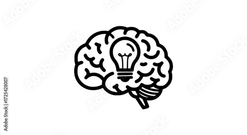 Brain spark black white icon