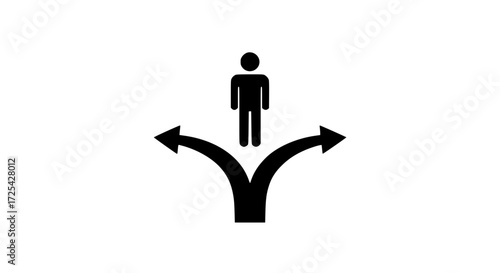 Person facing arrows black white icon