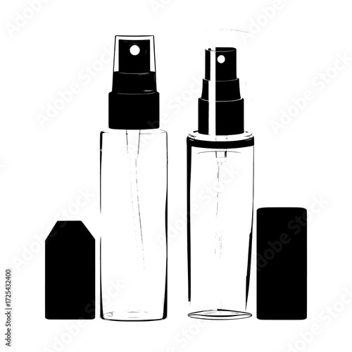 Modern 3D perfumery testers are showcased in clear vials, with perfume tester glass bottles and fragrance samples in transparent tubes, complete with black and white spray caps, positioned on a blue