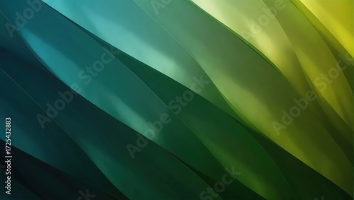 Abstract gradient of teal, green, and yellow overlapping planes