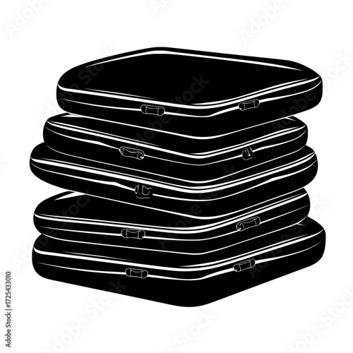 Inflatable mattresses and air rafts for floating in pools or seas are isolated on a white background as a modern realistic set of 3D swim equipment for summer beach vacations in a top view