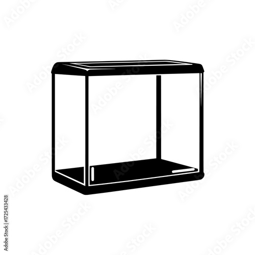 Realistic 3D modern illustration of an empty illuminated tank for water and fish, accompanied by a terrarium with backlighting, isolated on a transparent background, ideal for exhibition showcases or