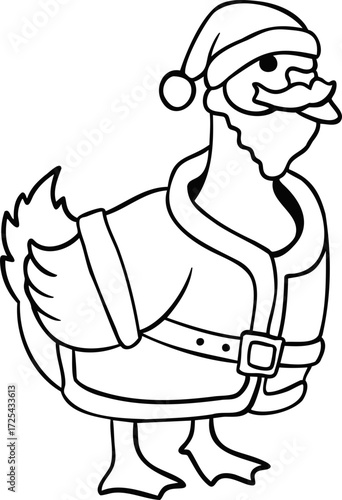 Goose in Santa Claus costume illustration christmas cartoon