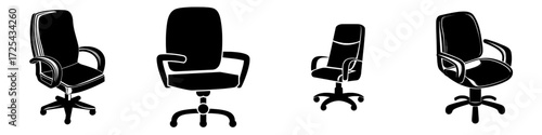 Isometric icon of a modern office swivel chair in cartoon illustration style