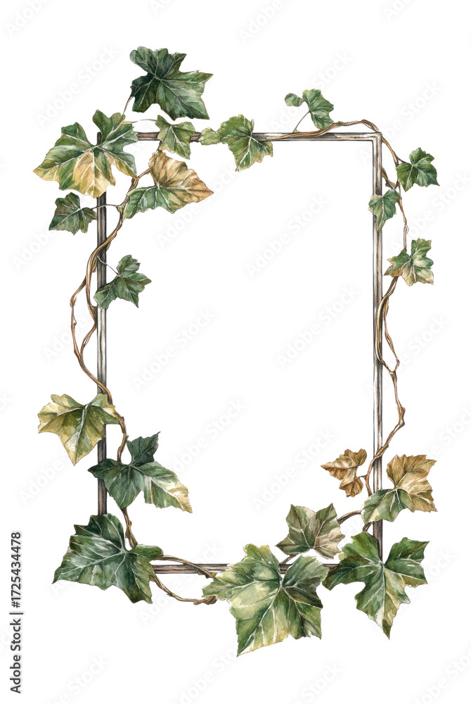 Naklejka premium PNG A cute frame made of vines illustration green ivy.