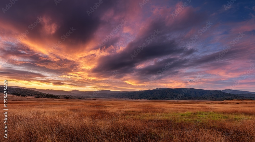 Obraz premium Sunset over a golden field
