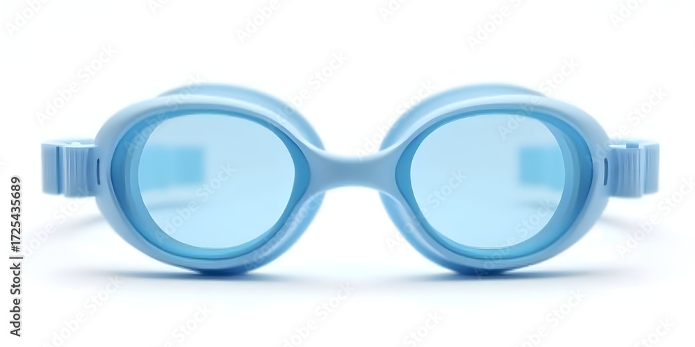 Fototapeta premium Blue Swimming Goggles on White Background for Swim Gear Concept