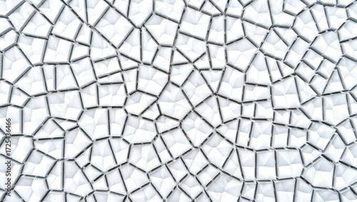 Abstract White Voronoi Pattern with Geometric Facets and Dark Gr
