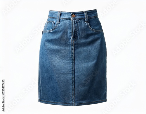 denim midi skirt isolated on white background