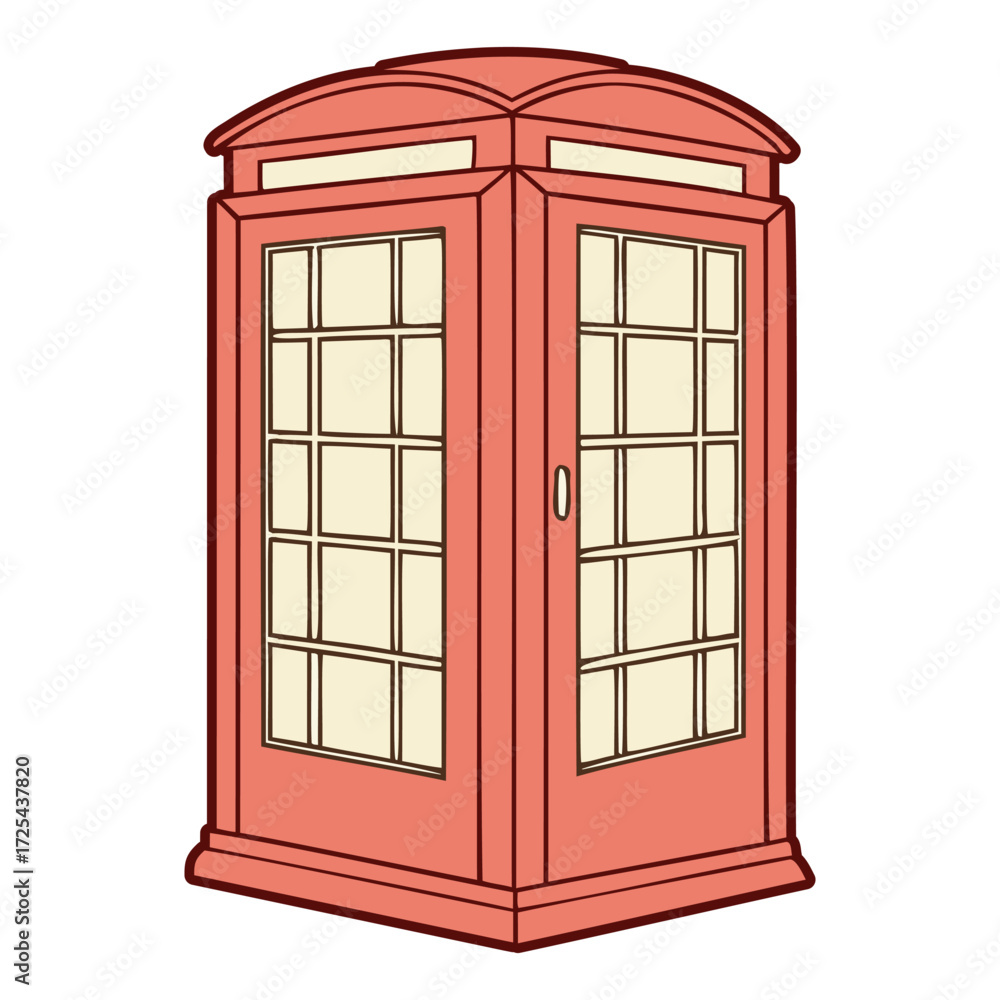 Obraz premium Classic Red Telephone Booth Illustration