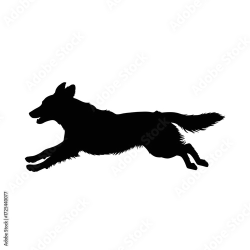 Dynamic silhouette of a dog running with boundless energy, perfect for conveying motion, freedom, and playful companionship in your designs and marketing