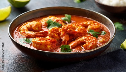 goan prawn curry in red coconut gravy
